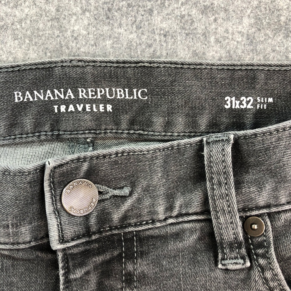 Banana Republic Traveler Mens Jeans 31x32 Gray Slim Fit Stretch Cotton Denim - Picture 3 of 15